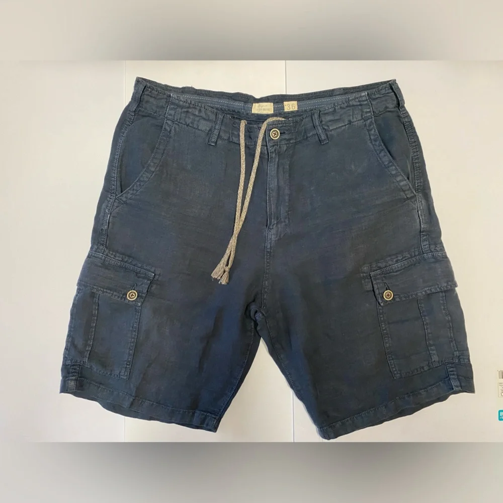 Lucky Brand men’s linen cargo Shorts dark blue navy size 36